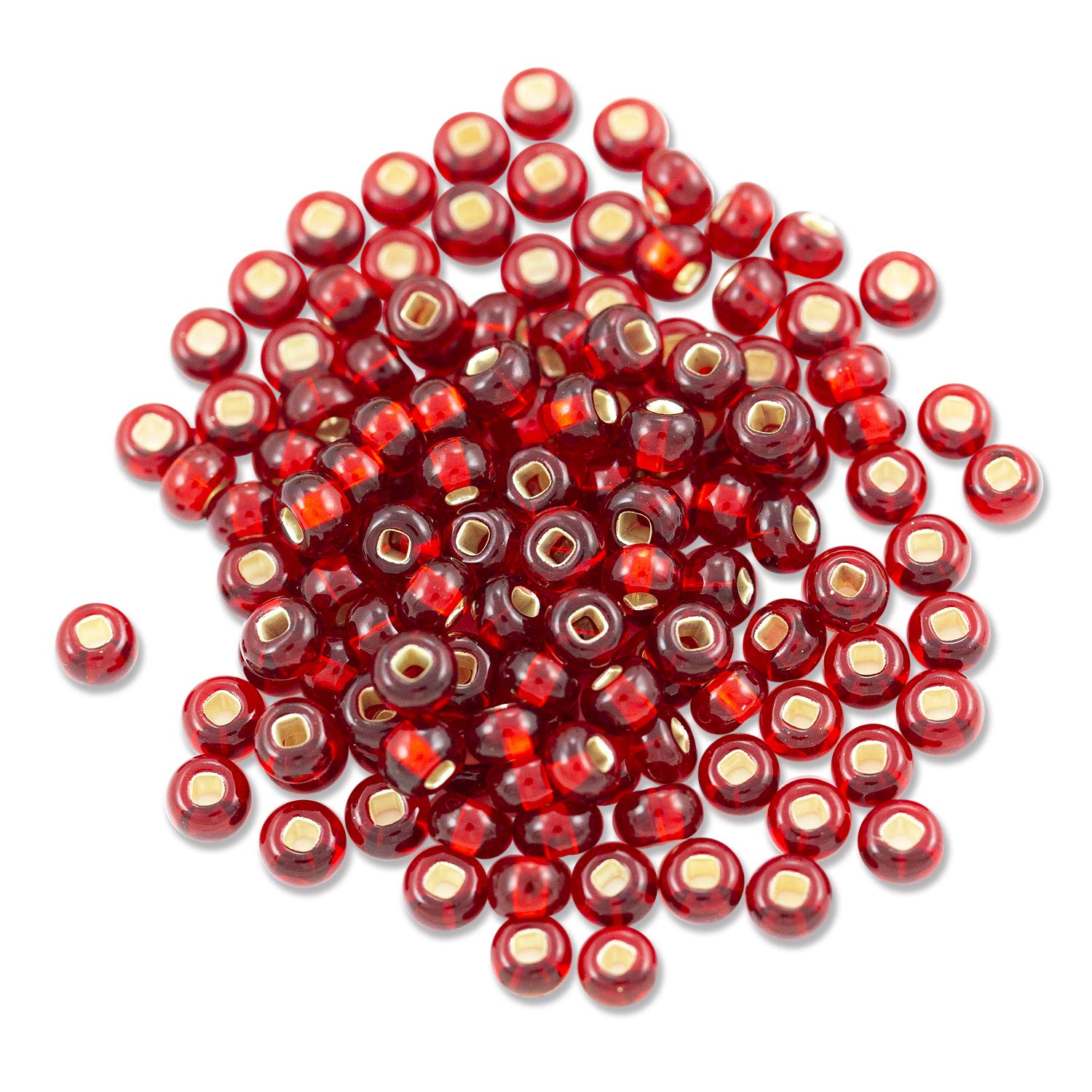Czech Seed Bead 6/0 (4mm) Beads Silver Lined Ruby (10 Grams) Beads